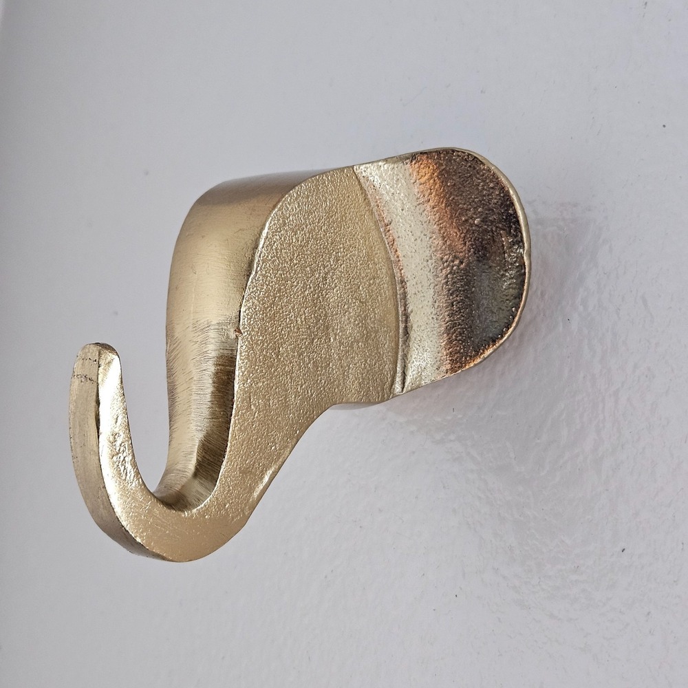 Metal Gold tone Elephant head Wall Hook Minimalist home décor